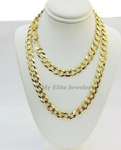Pre-owned My Elite Jeweler Solid 14k Yellow Gold Chain Cuban Curb Link 9mm Necklace 20"- 30" Real Gold Sale