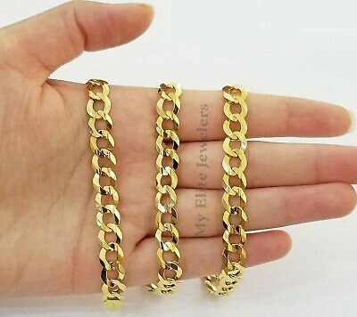 Pre-owned My Elite Jeweler Solid 14k Yellow Gold Chain Cuban Curb Link 9mm Necklace 20"- 30" Real Gold Sale