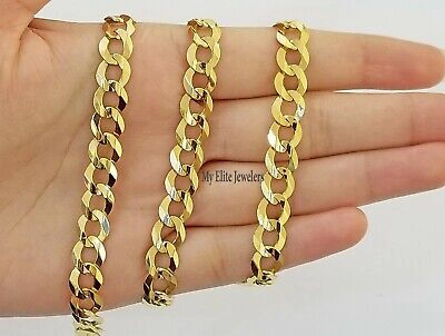 Pre-owned My Elite Jeweler Solid 14k Yellow Gold Chain Cuban Curb Link 9mm Necklace 20"- 30" Real Gold Sale