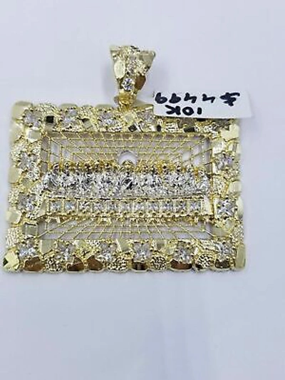Pre-owned Globalwatches10 Real 10k Yellow Gold Mens Nugget Last Supper Pendant 2" Charm Diamond Cut ,jesus In White