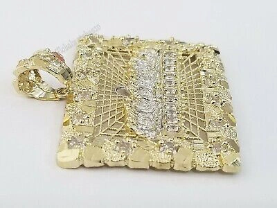 Pre-owned Globalwatches10 Real 10k Yellow Gold Mens Nugget Last Supper Pendant 2" Charm Diamond Cut ,jesus In White