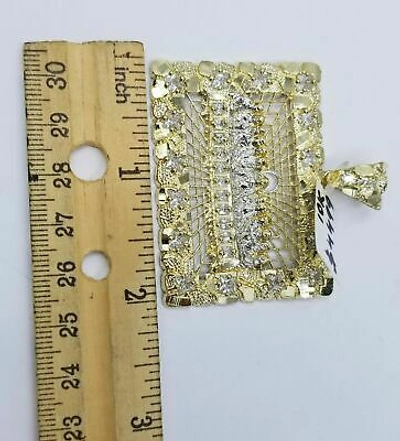 Pre-owned Globalwatches10 Real 10k Yellow Gold Mens Nugget Last Supper Pendant 2" Charm Diamond Cut ,jesus In White