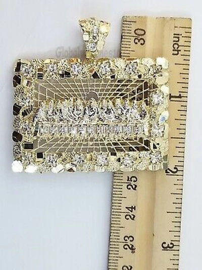 Pre-owned Globalwatches10 Real 10k Yellow Gold Mens Nugget Last Supper Pendant 2" Charm Diamond Cut ,jesus In White