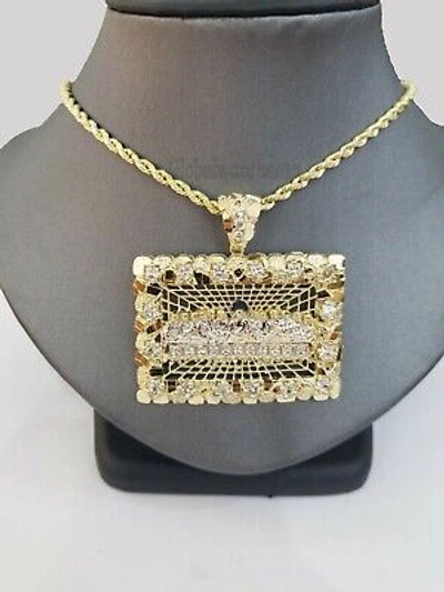 Pre-owned Globalwatches10 Real 10k Yellow Gold Mens Nugget Last Supper Pendant 2" Charm Diamond Cut ,jesus In White
