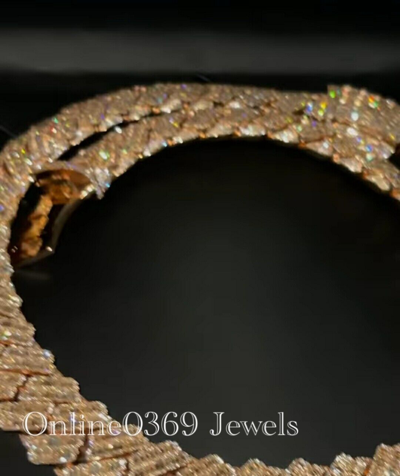 Pre-owned Online0369 12.66ct Emerald Cubic Zirconia Mens 16mm X 24" Long Miami Cuban Necklace In White