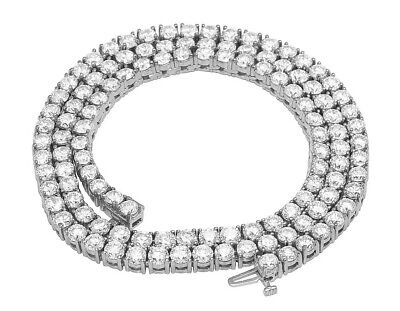 Pre-owned Jewelry Unlimited White Gold 1 Row 4 Prong Set 25 Pointer Real Diamond Tennis Chain 4mm 20" 30ct