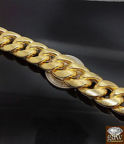 Pre-owned G&d Real 10k Yellow Gold Miami Cuban Bracelet 18mm Box Lock Men's Bracelet, 9" Inch