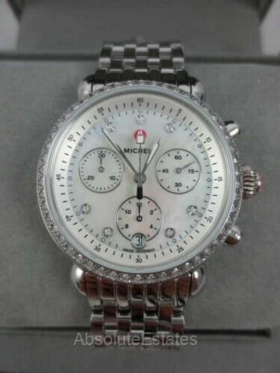 Pre-owned Michele Silver Stainless Steel Diamond Csx 36 Mop  display picture 3