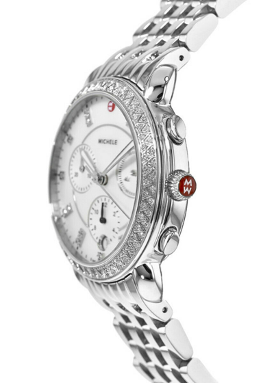 Pre-owned Michele Sidney Diamond Chronograph Diamond Dial Ladies Watch Mww30a000001