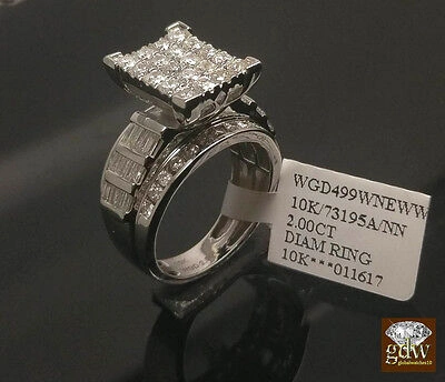 Pre-owned G&d 2ct Diamond Solid 10k White Gold Ring Engagement Wedding Cinderella Ladies Real In G-i