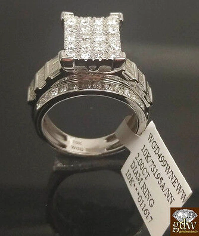 Pre-owned G&d 2ct Diamond Solid 10k White Gold Ring Engagement Wedding Cinderella Ladies Real In G-i