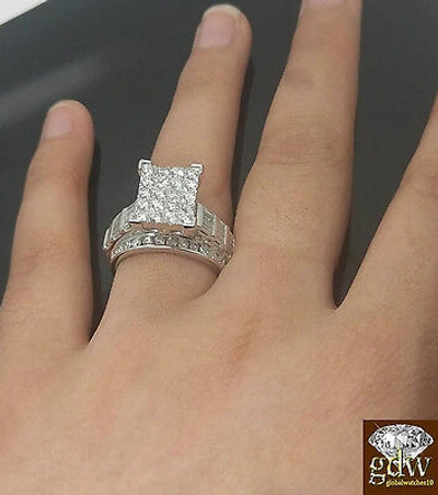 Pre-owned G&d 2ct Diamond Solid 10k White Gold Ring Engagement Wedding Cinderella Ladies Real In G-i