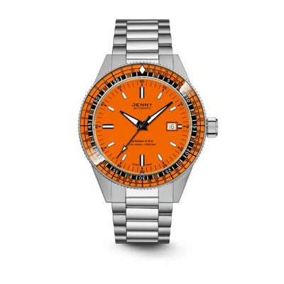 Pre-owned Jenny Je122001001 Men's Caribbean H.r.v. Orange Swiss Automatic Watch