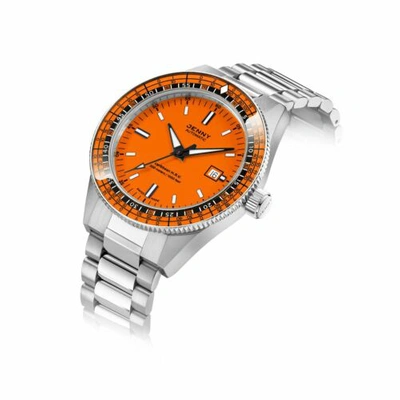 Pre-owned Jenny Je122001001 Men's Caribbean H.r.v. Orange Swiss Automatic Watch