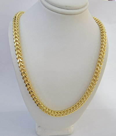 Pre-owned My Elite Jeweler 10k Gold Franco Link Chain 24" Necklace 6mm Thick, Real 10kt Men's Strong Chain