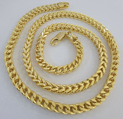 Pre-owned My Elite Jeweler 10k Gold Franco Link Chain 24" Necklace 6mm Thick, Real 10kt Men's Strong Chain