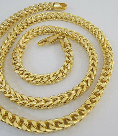 Pre-owned My Elite Jeweler 10k Gold Franco Link Chain 24" Necklace 6mm Thick, Real 10kt Men's Strong Chain