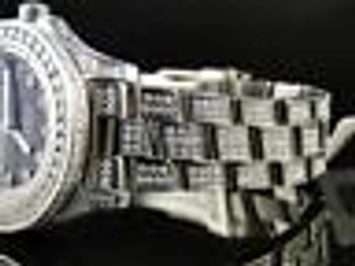 Pre-owned Breitling Custom Ladies  Aeromarine Black Colt Ocean Diamond Watch 15 Ct In Silver