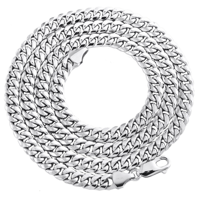 Pre-owned Jfl Diamonds & Timepieces 10k White Gold 6mm Hollow Miami Cuban Link Chain Statement Necklace 18-30 Inch