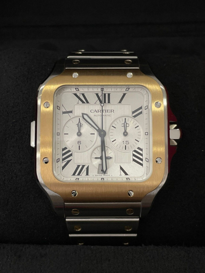 Pre-owned Cartier ?  Santos W2sa0008 Extra Large Chronograph Two Tone Steel & Gold 2023 ?