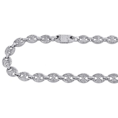 Pre-owned Jfl Diamonds & Timepieces 10k White Gold 9.50mm Diamond Solid Puff Gucci Link Chain 22" Necklace 11.60 Ct.