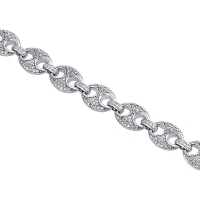 Pre-owned Jfl Diamonds & Timepieces 10k White Gold 9.50mm Diamond Solid Puff Gucci Link Chain 22" Necklace 11.60 Ct.
