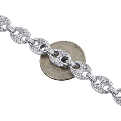 Pre-owned Jfl Diamonds & Timepieces 10k White Gold 9.50mm Diamond Solid Puff Gucci Link Chain 22" Necklace 11.60 Ct.