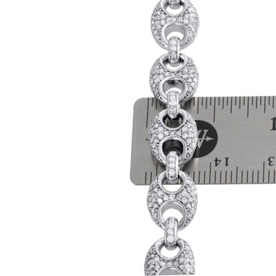 Pre-owned Jfl Diamonds & Timepieces 10k White Gold 9.50mm Diamond Solid Puff Gucci Link Chain 22" Necklace 11.60 Ct.