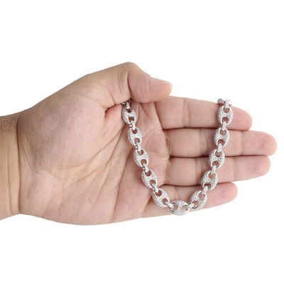 Pre-owned Jfl Diamonds & Timepieces 10k White Gold 9.50mm Diamond Solid Puff Gucci Link Chain 22" Necklace 11.60 Ct.