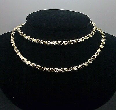 Pre-owned G&d Outlet Real 10k Solid Gold Rope Chain 4mm 24" Yellow Gold Necklace Diamond Cuts Unisex