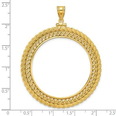 Pre-owned Jewelry Stores Network 1921-1947 Mexico Centenario 50 Pesos Scew Top Filigree Rope Coin Bezel 14k Gold