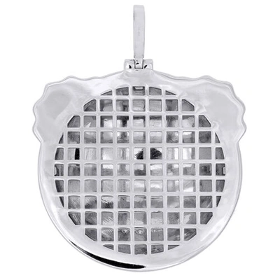 Pre-owned Jfl Diamonds & Timepieces 10k White Gold Diamond Clown Face Emoji Pendant 1.80" Enamel Pave Charm 0.80 Ct.