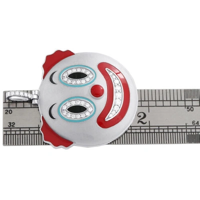 Pre-owned Jfl Diamonds & Timepieces 10k White Gold Diamond Clown Face Emoji Pendant 1.80" Enamel Pave Charm 0.80 Ct.