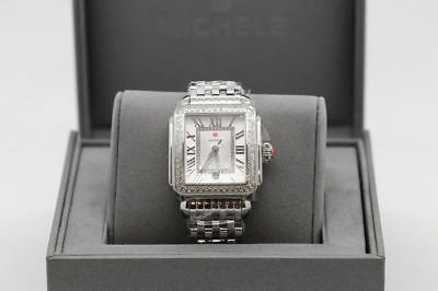 Pre-owned Michele Deco Madison Diamond Dial Stainless Steel Laides Watch Mww06t000163
