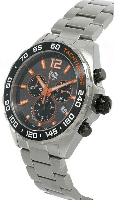 Pre-owned Tag Heuer Formula 1 Chrono 43mm Gray Dial Ss Men's Watch Caz101ah.ba0842