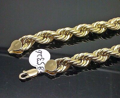 Pre-owned G&amp;d Real Men 10k Yellow Gold Rope Chain Necklace 8mm 22" Diamond Cut
