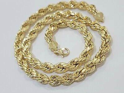 Pre-owned G&amp;d Real Men 10k Yellow Gold Rope Chain Necklace 8mm 22" Diamond Cut