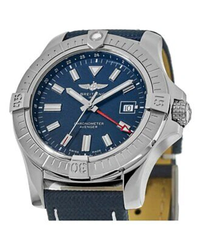 Pre-owned Breitling Avenger Automatic Gmt 45 Blue Dial Men's Watch A32395101c1x1