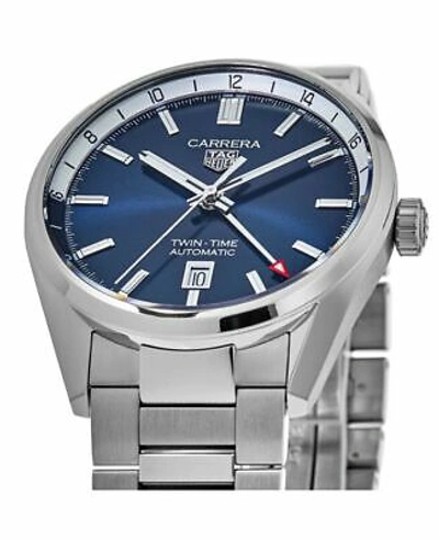 Pre-owned Tag Heuer Carrera Calibre 7 Twin Time Blue Dial Men's Watch Wbn201a.ba0640