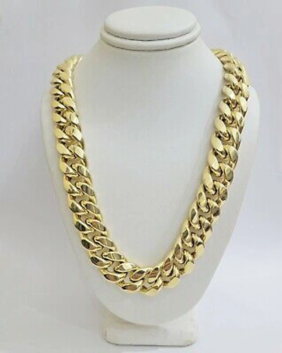 Pre-owned My Elite Jeweler 10k Gold Chain 15mm Miami Cuban Link Mens Necklace 20"-30" Real 10kt Yellow Gold