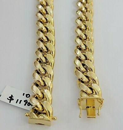 Pre-owned My Elite Jeweler 10k Gold Chain 15mm Miami Cuban Link Mens Necklace 20"-30" Real 10kt Yellow Gold