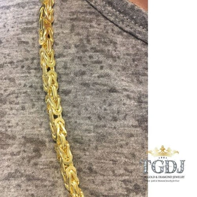 Pre-owned Tgdj 157 Gram 14k Yellow Solid Gold Men's Women's Byzantine Chain Necklace 28" 6 Mm