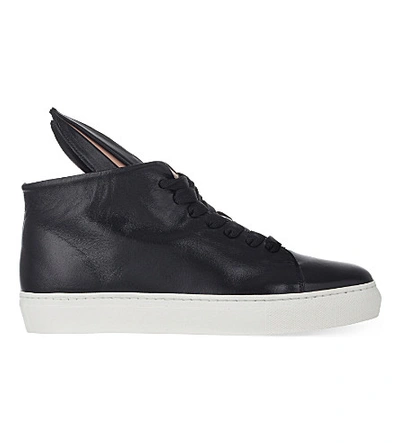 Shop Minna Parikka Bunny Leather High-top Sneakers In Blk/white