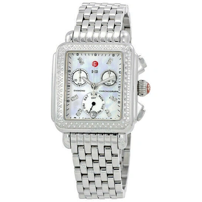 Pre-owned Michele Deco Day Diamond Mop Dial Chronograph Mww06p000099 Ladies Watch