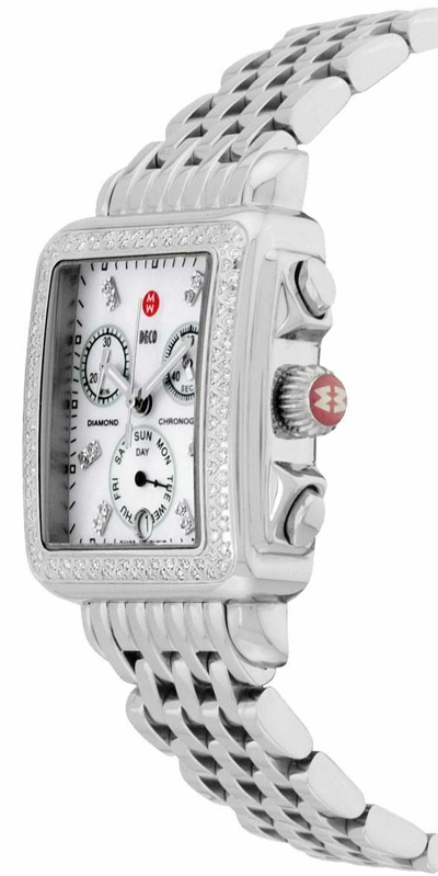 Pre-owned Michele Deco Day Diamond Mop Dial Chronograph Mww06p000099 Ladies Watch