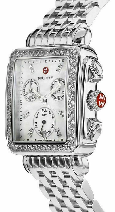 Pre-owned Michele Deco Day Diamond Mop Dial Chronograph Mww06p000099 Ladies Watch