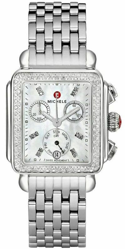 Pre-owned Michele Deco Day Diamond Mop Dial Chronograph Mww06p000099 Ladies Watch