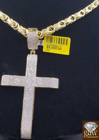Pre-owned Globalwatches10 Real 10k Yellow Gold & Genuine Diamond 1.52 Ct Diamond Cross Pendant Jesus Mens In White