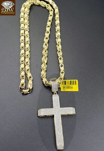 Pre-owned Globalwatches10 Real 10k Yellow Gold & Genuine Diamond 1.52 Ct Diamond Cross Pendant Jesus Mens In White