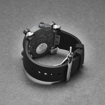Pre-owned Rj-romain Jerome Romain Jerome Men's Moon Invader Grey Dial Black Rubber Strap Rj.m.au.in.020.01